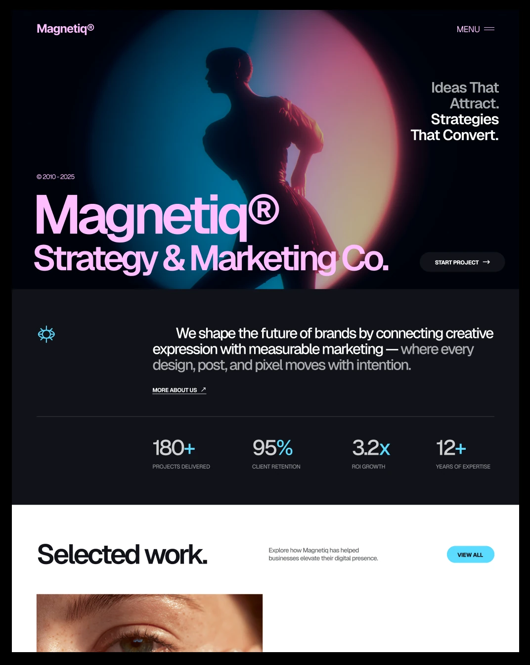 Marketing agency website template made with the SitePanda editor