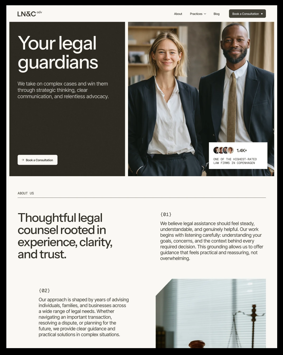 Law firm website template made with the SitePanda editor